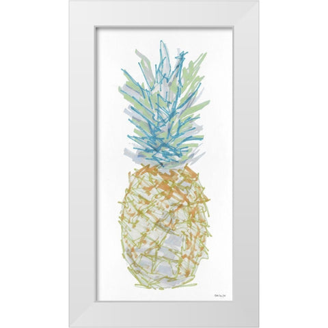Sketchy Pineapple 1 White Modern Wood Framed Art Print by Stellar Design Studio