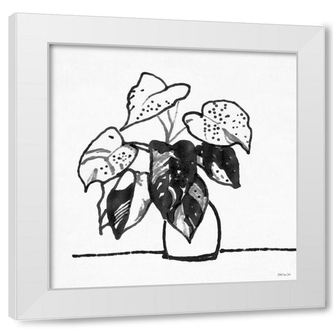 Urn with Plant White Modern Wood Framed Art Print by Stellar Design Studio