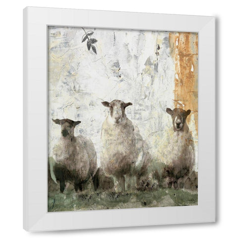 Three Sheep White Modern Wood Framed Art Print by Stellar Design Studio