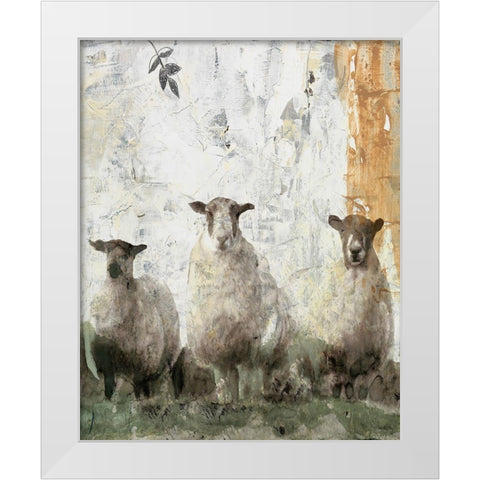 Three Sheep White Modern Wood Framed Art Print by Stellar Design Studio