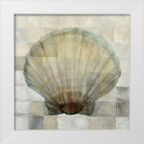 Scallop Shell White Modern Wood Framed Art Print by Stellar Design Studio