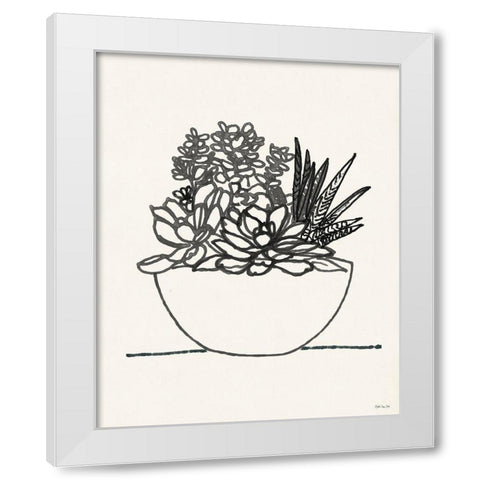 Succulent Basket I White Modern Wood Framed Art Print by Stellar Design Studio
