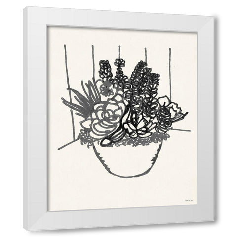 Succulent Basket II White Modern Wood Framed Art Print by Stellar Design Studio