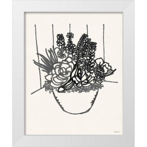 Succulent Basket II White Modern Wood Framed Art Print by Stellar Design Studio