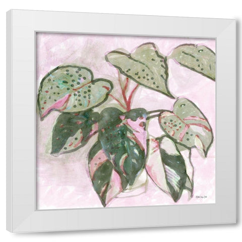 Pokadot Plant White Modern Wood Framed Art Print by Stellar Design Studio