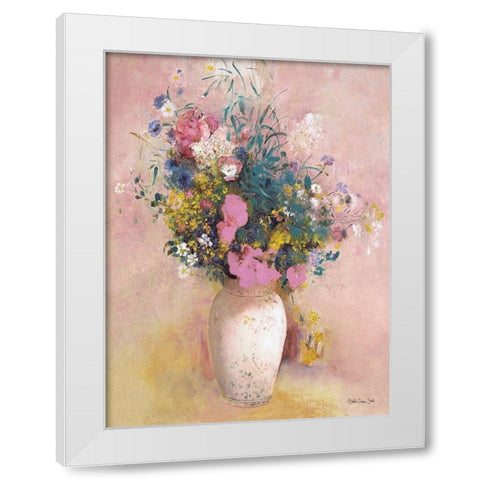 Parisian Floral White Modern Wood Framed Art Print by Stellar Design Studio