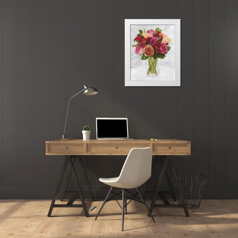 Vase with Flowers II White Modern Wood Framed Art Print by Stellar Design Studio