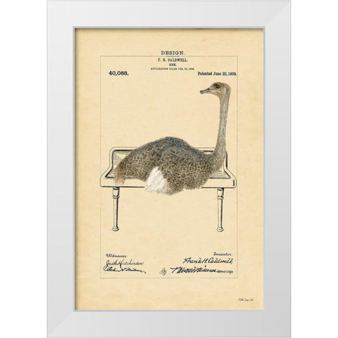 Ostrich in Sink White Modern Wood Framed Art Print by Stellar Design Studio