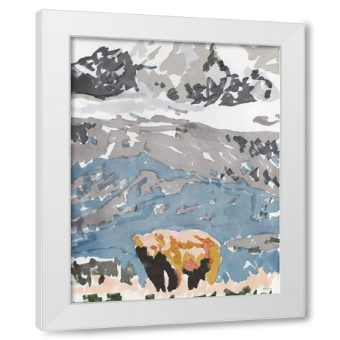 Mountain Grizzly 2   White Modern Wood Framed Art Print by Stellar Design Studio