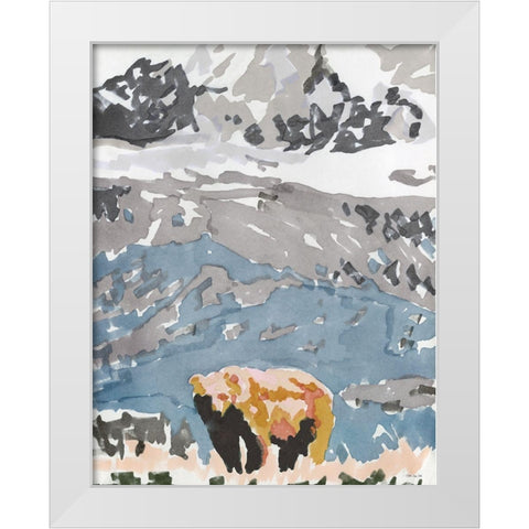 Mountain Grizzly 2   White Modern Wood Framed Art Print by Stellar Design Studio