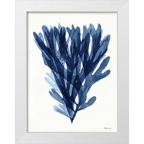 Transparent Indigo Sea Grass I     White Modern Wood Framed Art Print by Stellar Design Studio