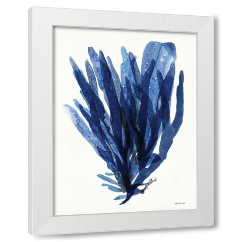 Transparent Indigo Sea Grass II White Modern Wood Framed Art Print by Stellar Design Studio