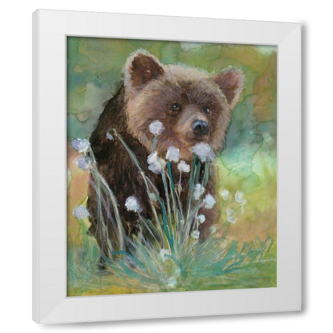 Baby Brown Bear White Modern Wood Framed Art Print by Stellar Design Studio