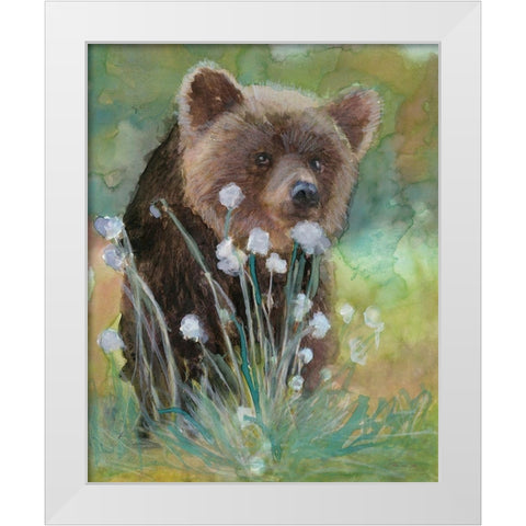 Baby Brown Bear White Modern Wood Framed Art Print by Stellar Design Studio