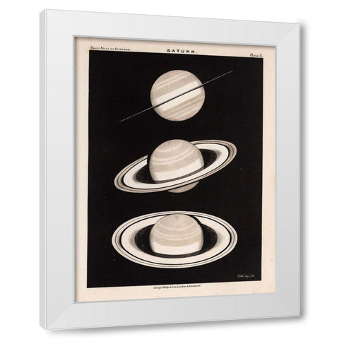 Saturn White Modern Wood Framed Art Print by Stellar Design Studio