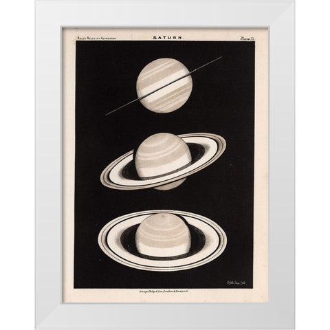 Saturn White Modern Wood Framed Art Print by Stellar Design Studio