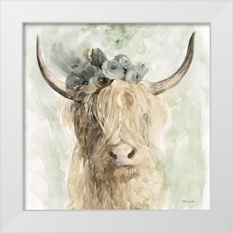 Cow and Crown I White Modern Wood Framed Art Print by Stellar Design Studio