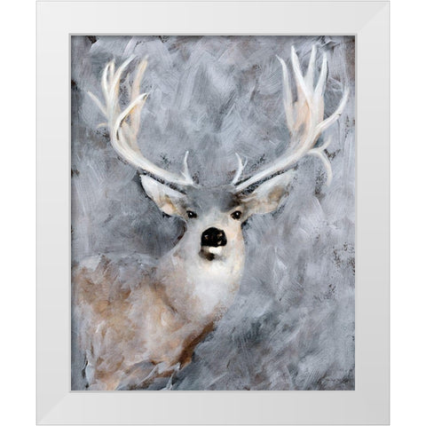 Big Buck II White Modern Wood Framed Art Print by Stellar Design Studio