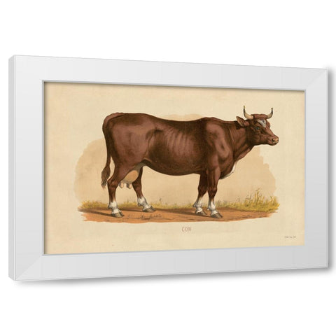 Cow White Modern Wood Framed Art Print by Stellar Designs Studio