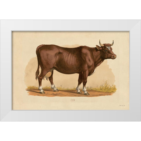 Cow White Modern Wood Framed Art Print by Stellar Designs Studio
