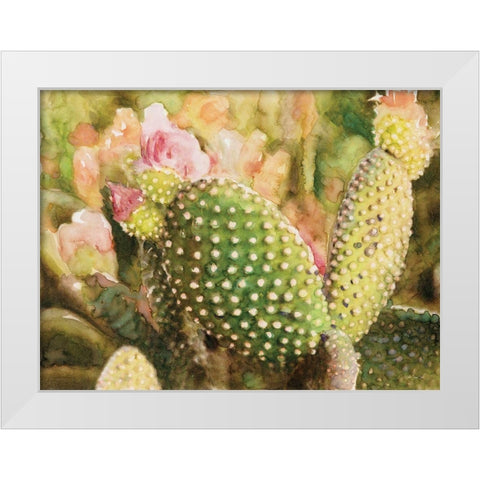Cactus Flowers White Modern Wood Framed Art Print by Stellar Designs Studio