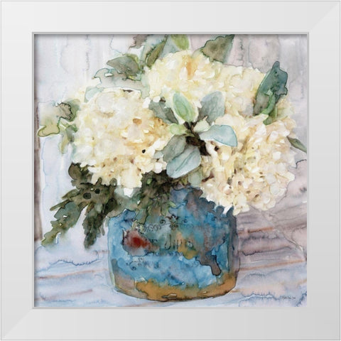 Country Basket of Blooms I White Modern Wood Framed Art Print by Stellar Design Studio