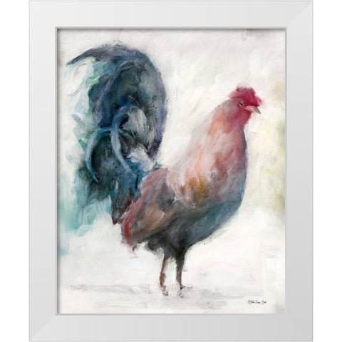 Transitional Rooster I White Modern Wood Framed Art Print by Stellar Design Studio