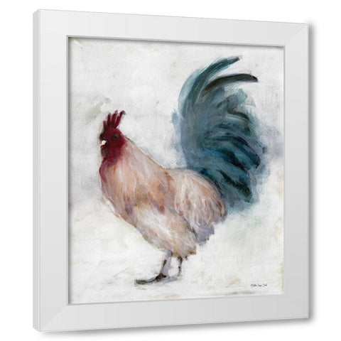 Transitional Rooster II White Modern Wood Framed Art Print by Stellar Design Studio