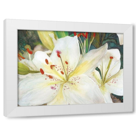 Macro Lilies White Modern Wood Framed Art Print by Stellar Designs Studio
