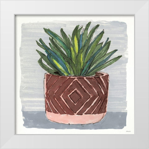 Potted Agave II White Modern Wood Framed Art Print by Stellar Designs Studio