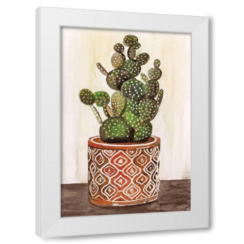 Potted Cactus I White Modern Wood Framed Art Print by Stellar Designs Studio