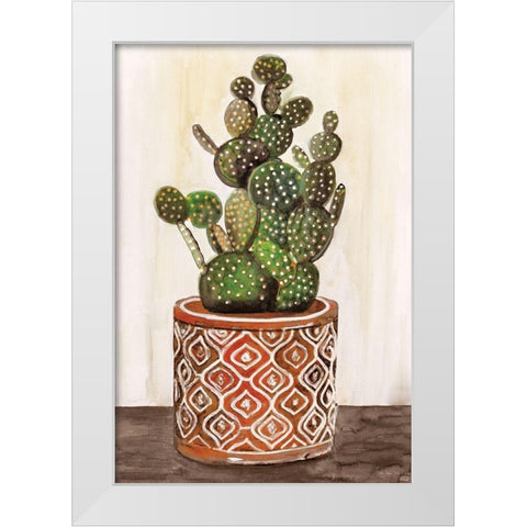 Potted Cactus I White Modern Wood Framed Art Print by Stellar Designs Studio