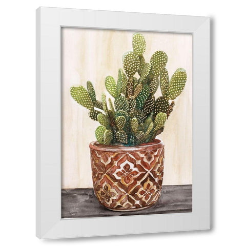 Potted Cactus II White Modern Wood Framed Art Print by Stellar Designs Studio