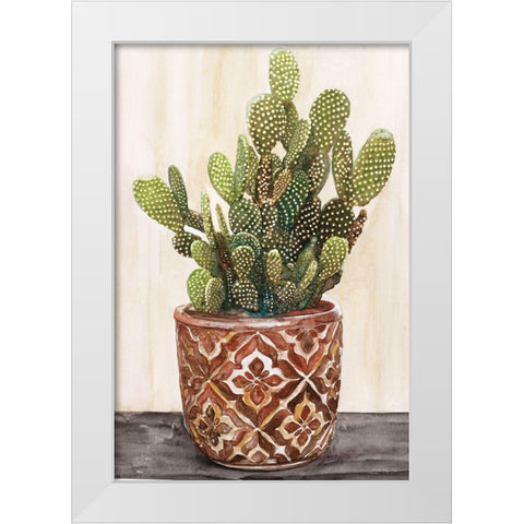 Potted Cactus II White Modern Wood Framed Art Print by Stellar Designs Studio