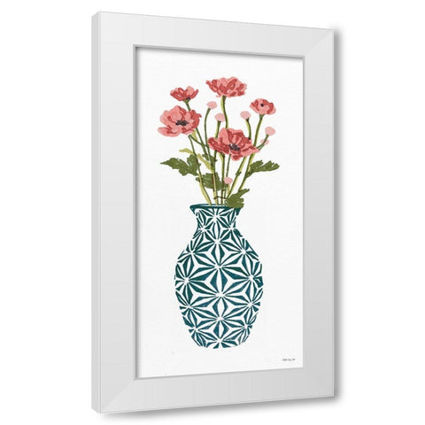 Tile Vase with Bouquet I White Modern Wood Framed Art Print by Stellar Designs Studio