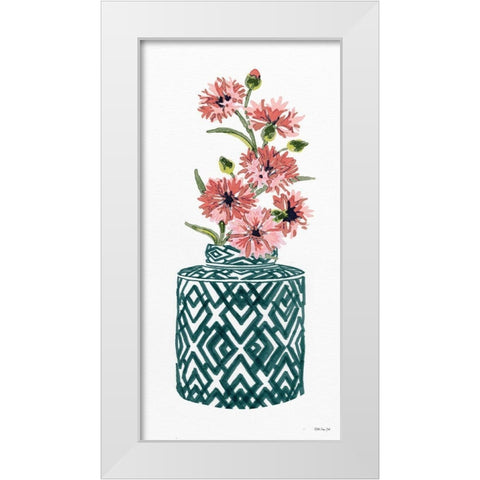 Tile Vase with Bouquet II White Modern Wood Framed Art Print by Stellar Designs Studio