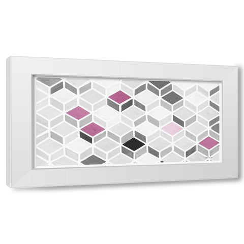 Fuchsia and Gray Pattern White Modern Wood Framed Art Print by Stellar Designs Studio