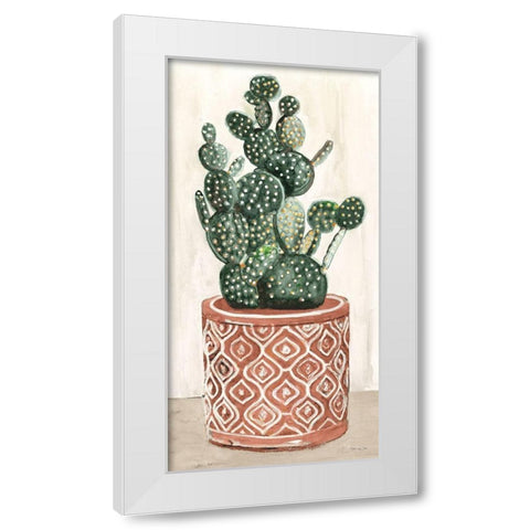 Cactus in Pot 1 White Modern Wood Framed Art Print by Stellar Design Studio