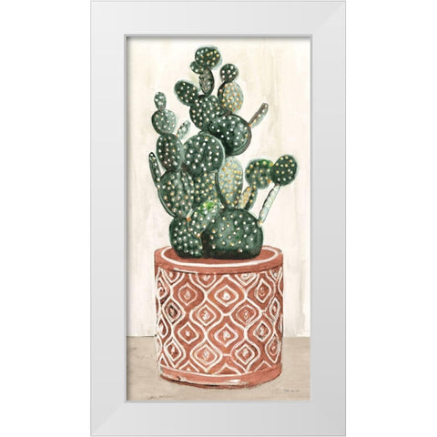 Cactus in Pot 1 White Modern Wood Framed Art Print by Stellar Design Studio