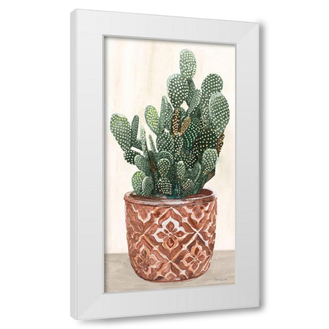 Cactus in Pot 2 White Modern Wood Framed Art Print by Stellar Design Studio