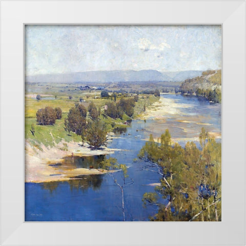 Arthur Streeton - Cremorne Pastoral White Modern Wood Framed Art Print by Stellar Design Studio