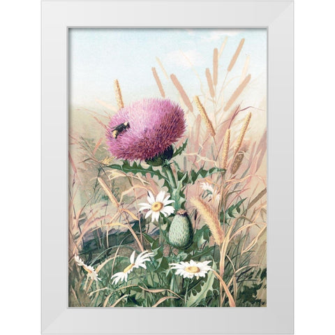 Meadow Flowers 1 White Modern Wood Framed Art Print by Stellar Design Studio