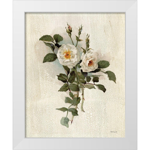 White Roses White Modern Wood Framed Art Print by Stellar Design Studio