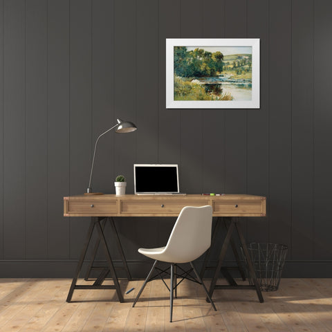 Streamside   White Modern Wood Framed Art Print by Stellar Design Studio