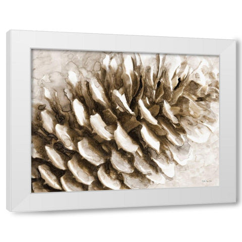 Snowy Pinecone White Modern Wood Framed Art Print by Stellar Design Studio