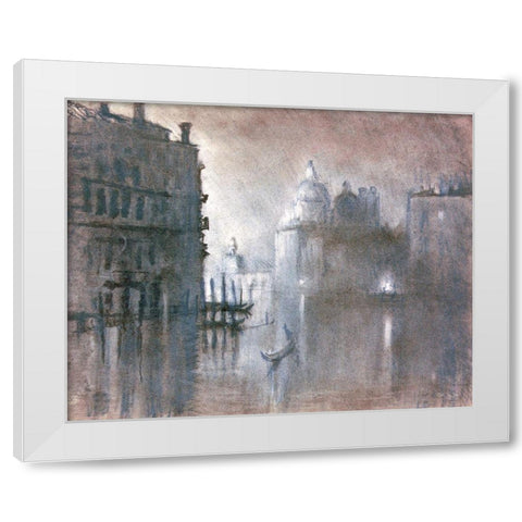 Moonlight Over Venice 2 White Modern Wood Framed Art Print by Stellar Design Studio