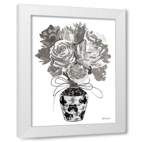 Gray Bouquet White Modern Wood Framed Art Print by Stellar Design Studio