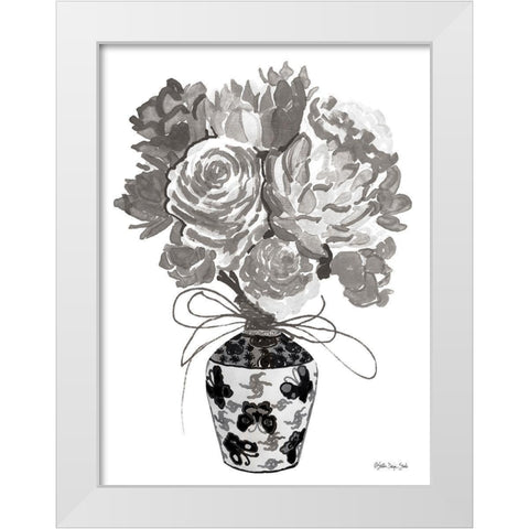 Gray Bouquet White Modern Wood Framed Art Print by Stellar Design Studio