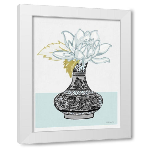 Flower Vase with Pattern I White Modern Wood Framed Art Print by Stellar Design Studio