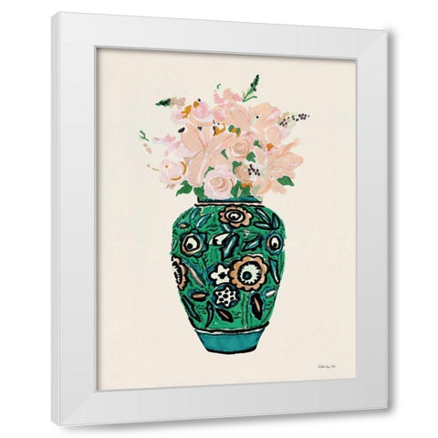 Flower Vase with Pattern II White Modern Wood Framed Art Print by Stellar Design Studio